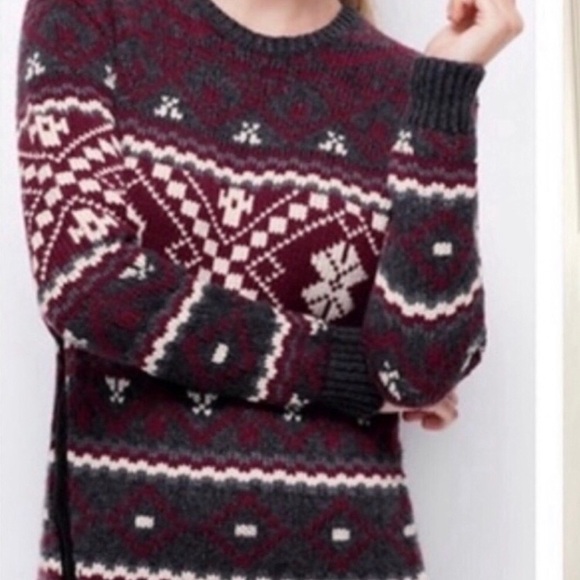ANN TAYLOR Fair Isle 100% Wool Sweater - Picture 2 of 6